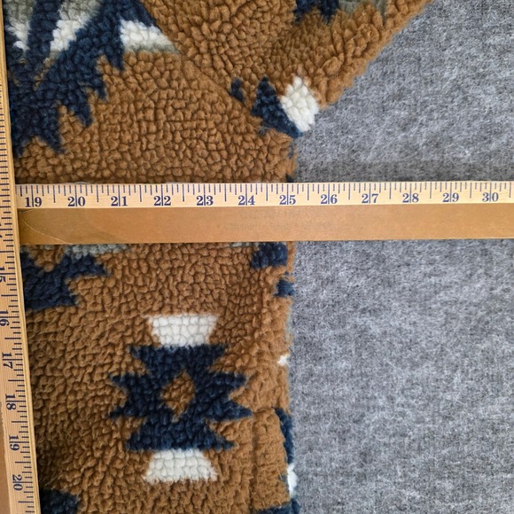 Wrangler Aztec Serpa Pullover Large Brown Blue Fleece 1/4 Zip Gorpcore Jacket - Picture 9 of 12